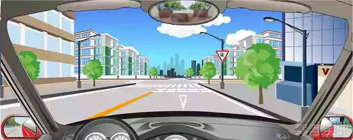 前方路口减速让行线表示要停车让干道车先行。