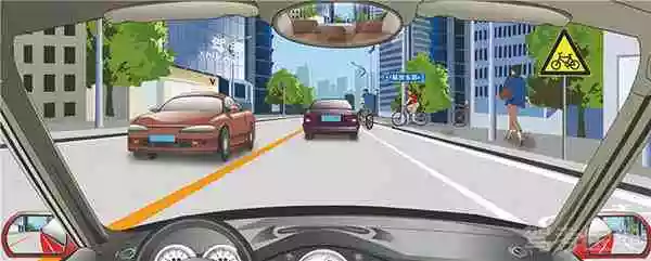 右侧标志提醒前方是非机动车道。