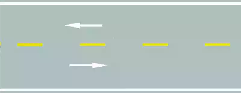 路中心黄色虚线的含义是分隔对向交通流，在保证安全的前提下，可越线超车或转弯。